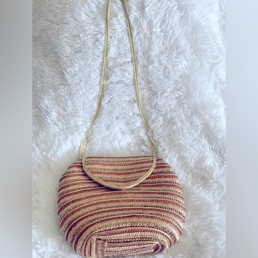Tan and Brown Woven Shoulder Bag